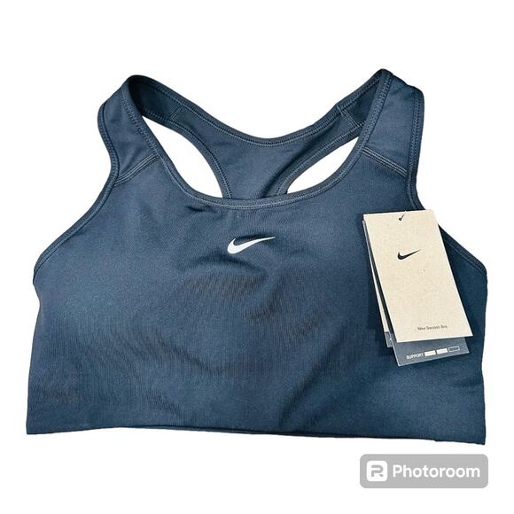 NWT Nike Swosh Dri-Fit Indy Black Lightly Padded Light Support Sports Bra M - Picture 3 of 4